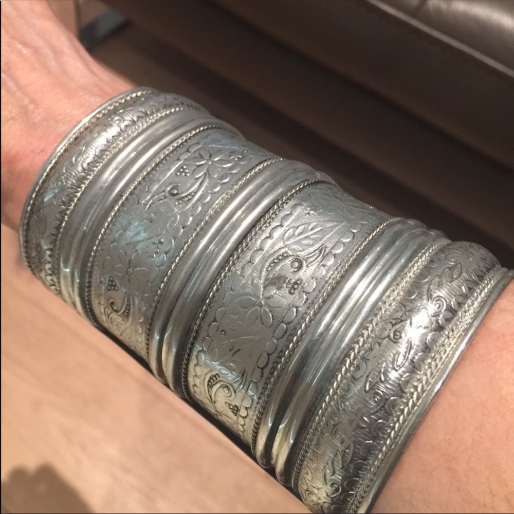 Funky Silvertone Statement Cuff Bracelet - image 1
